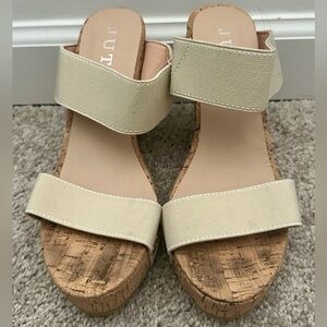 Women's Cream Wedge Sandals